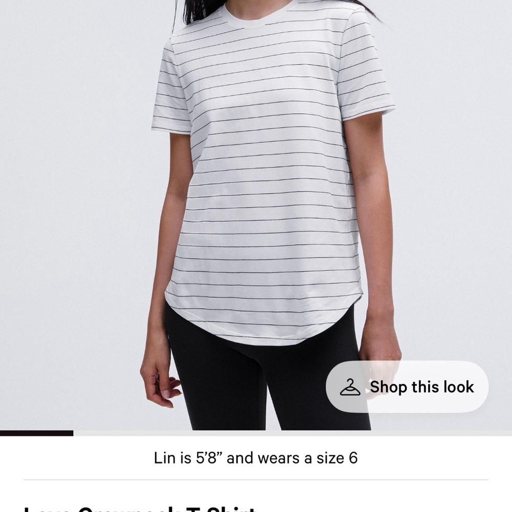 lululemon athletica White Striped Short-Sleeve love crew t shirt